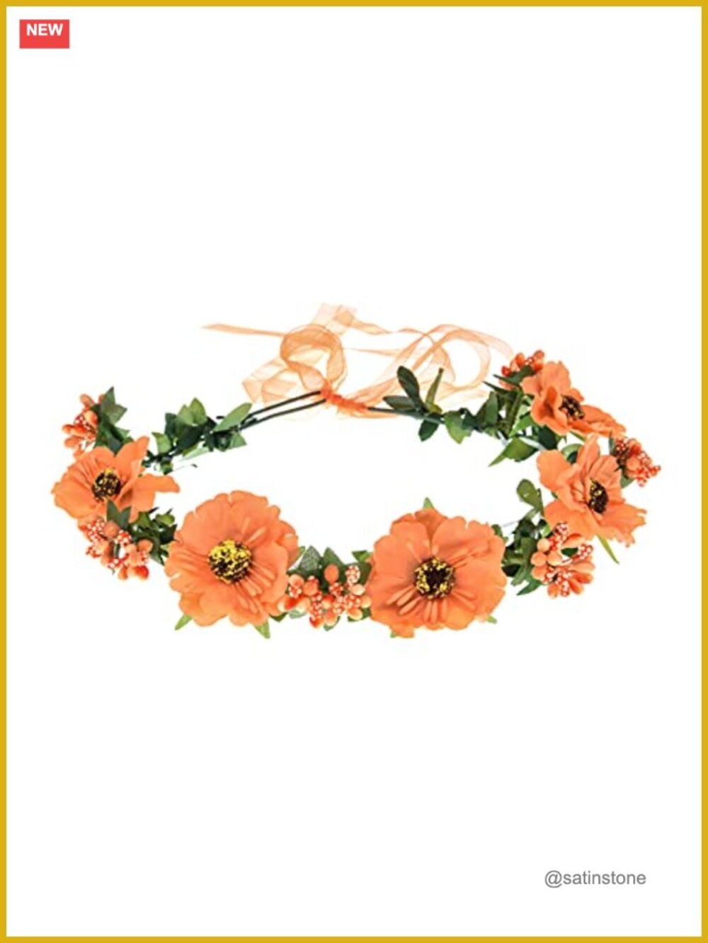 Handmade Flower Headband Adjustable Ribbon Wreath Hair Accessory